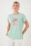 Baskılı Bisiklet Yaka Regular Fit Kadın T Shirt 6671002 MİNT