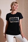 Baskılı Bisiklet Yaka Regular Fit Kadın T Shirt 6671007 SİYAH