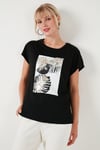 Baskılı Bisiklet Yaka Regular Fit Kadın T Shirt 6671004 SİYAH