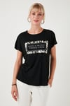 Baskılı Bisiklet Yaka Regular Fit Kadın T Shirt 6671007 SİYAH