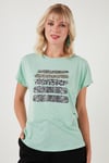 Baskılı Bisiklet Yaka Regular Fit Kadın T Shirt 6671003 MİNT