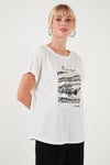 Baskılı Bisiklet Yaka Regular Fit Kadın T Shirt 6671000 EKRU