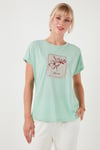 Baskılı Bisiklet Yaka Regular Fit Kadın T Shirt 6671002 MİNT