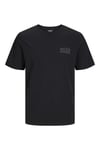 Baskılı Büyük Beden Esnek ve Yumuşak Pamuklu Plus Jjecorp Erkek T Shirt 12158505 SİYAH