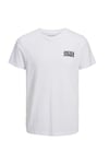 Baskılı Büyük Beden Esnek ve Yumuşak Pamuklu Plus Jjecorp Erkek T Shirt 12158505 BEYAZ-SİYAH