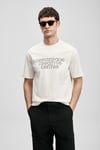 Baskılı Pamuk Karışımlı Oversize Bisiklet Yaka Erkek T Shirt 111020284 KIRIK BEYAZ