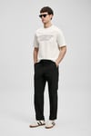 Baskılı Pamuk Karışımlı Oversize Bisiklet Yaka Erkek T Shirt 111020284 KIRIK BEYAZ