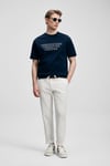 Baskılı Pamuk Karışımlı Oversize Bisiklet Yaka Erkek T Shirt 111020284 LACİVERT