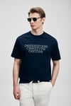 Baskılı Pamuk Karışımlı Oversize Bisiklet Yaka Erkek T Shirt 111020284 LACİVERT