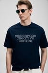 Baskılı Pamuk Karışımlı Oversize Bisiklet Yaka Erkek T Shirt 111020284 LACİVERT
