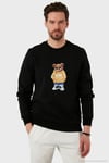 Baskılı Pamuk Karışımlı Regular Fit Bisiklet Yaka Erkek Sweat 6141002B SİYAH
