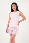Baskılı Pamuklu Bisiklet Yaka Şortlu Kadın Pijama Takımı 65790786 PEMBE