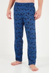 Baskılı Pamuklu Bisiklet Yaka Uzun Kollu Erkek Pijama Takımı 6575004 İNDİGO