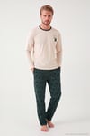 Baskılı Pamuklu Bisiklet Yaka Uzun Kollu Erkek Pijama Takımı 6575004 YEŞİL
