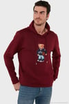 Baskılı Pamuklu Kapüşonlu Yaka Kanguru Cepli Erkek Sweat 6141003B BORDO