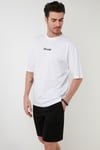 Baskılı Pamuklu Oversize Bisiklet Yaka Erkek T Shirt 5727500 BEYAZ