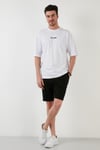 Baskılı Pamuklu Oversize Bisiklet Yaka Erkek T Shirt 5727500 BEYAZ