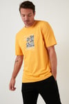 Baskılı Regular Fit Bisiklet Yaka % 100 Pamuk Erkek T Shirt 5727404 SARI