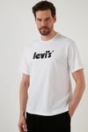 Baskılı Relaxed Fit Bisiklet Yaka % 100 Pamuk Erkek T Shirt A2082-0029 BEYAZ