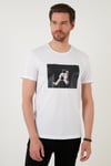 Baskılı Slim Fit Bisiklet Yaka % 100 Pamuk Erkek T Shirt 5902416 BEYAZ