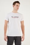 Basklı Bisiklet Yaka % 100 Pamuklu Slim Fit Erkek T Shirt 541GET BEYAZ