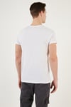 Basklı Bisiklet Yaka % 100 Pamuklu Slim Fit Erkek T Shirt 541GET BEYAZ