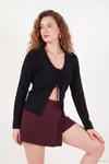 Bebe Yaka Önü Bağlama Detaylı Triko Kadın Hırka 680HI00087 SİYAH