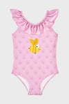 Bee Desenli Fırfırlı Çabuk Kuruyan Kız Çocuk Mayo SM2616000104 PEMBE
