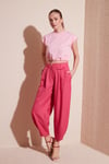 Bisiklet Yaka % 100 Pamuk Crop Kadın T Shirt 5865587 TOZ PEMBE