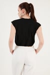 Bisiklet Yaka % 100 Pamuk Crop Kadın T Shirt 5865587 SİYAH