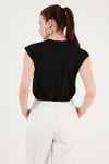 Bisiklet Yaka % 100 Pamuk Crop Kadın T Shirt 5865587 SİYAH