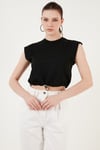 Bisiklet Yaka % 100 Pamuk Crop Kadın T Shirt 5865587 SİYAH