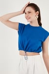 Bisiklet Yaka % 100 Pamuk Crop Kadın T Shirt 5865587 SAKS