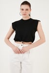 Bisiklet Yaka % 100 Pamuk Crop Kadın T Shirt 5865587 SİYAH