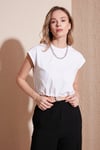 Bisiklet Yaka % 100 Pamuk Crop Kadın T Shirt 5865587 BEYAZ