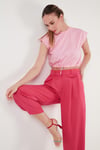 Bisiklet Yaka % 100 Pamuk Crop Kadın T Shirt 5865587 TOZ PEMBE