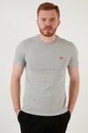 Bisiklet Yaka % 100 Pamuk Erkek T Shirt 17164-0032 GRİ