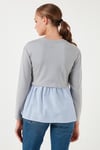Bisiklet Yaka Gömlekli  Oversize Fit OYSHO Kumaş Kadın Sweat 5865880 GRİ