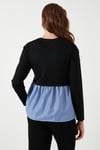Bisiklet Yaka Gömlekli  Oversize Fit OYSHO Kumaş Kadın Sweat 5865880 SİYAH