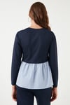 Bisiklet Yaka Gömlekli  Oversize Fit OYSHO Kumaş Kadın Sweat 5865880 LACİVERT