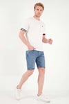 Bisiklet Yaka Kolları Renkli Şerit Detaylı Erkek T Shirt 5904060 BEYAZ