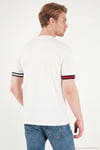 Bisiklet Yaka Kolları Renkli Şerit Detaylı Erkek T Shirt 5904060 BEYAZ