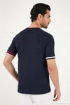 Bisiklet Yaka Kolları Renkli Şerit Detaylı Erkek T Shirt 5904060 LACİVERT