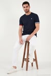 Bisiklet Yaka Kolları Renkli Şerit Detaylı Erkek T Shirt 5904060 LACİVERT