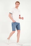 Bisiklet Yaka Kolları Renkli Şerit Detaylı Erkek T Shirt 5904060 BEYAZ