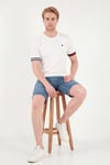 Bisiklet Yaka Kolları Renkli Şerit Detaylı Erkek T Shirt 5904060 BEYAZ