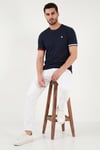 Bisiklet Yaka Kolları Renkli Şerit Detaylı Erkek T Shirt 5904060 LACİVERT