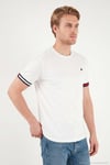 Bisiklet Yaka Kolları Renkli Şerit Detaylı Erkek T Shirt 5904060 BEYAZ