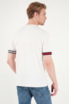 Bisiklet Yaka Kolları Renkli Şerit Detaylı Erkek T Shirt 5904060 BEYAZ