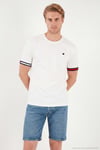 Bisiklet Yaka Kolları Renkli Şerit Detaylı Erkek T Shirt 5904060 BEYAZ